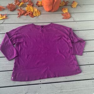 Talbots Woman’s Purple Knit Sweater Wool Shirt 3XL Petite Side Buttons Plus Size